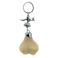 Kangaroo Scrotum Key Chain With Metal Kangaroo Figurine